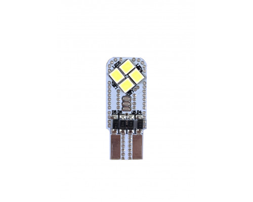 Автолампа светодиодная T10 (W5W) (W2,1-9,5d) белая, 8 SMD 2835 диодов, биполярная, (б/цокольная) 12V