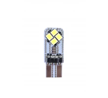 Автолампа светодиодная T10 (W5W) (W2,1-9,5d) белая, 8 SMD 2835 диодов, биполярная, (б/цокольная) 12V